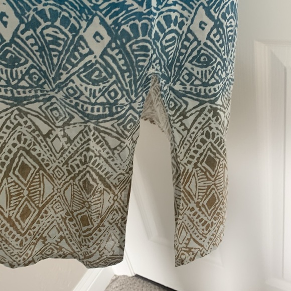 Chicos size 1 (large) linen button front hombre print sleeveless tunic blouse - Picture 4 of 6